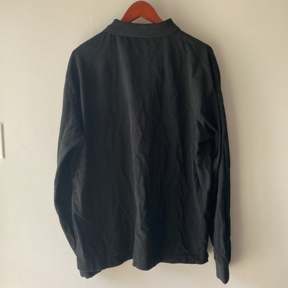 Kappa Men Solid Black Long Sleeve Pull Over Polo Shirt Size XXL - Picture 6 of 8